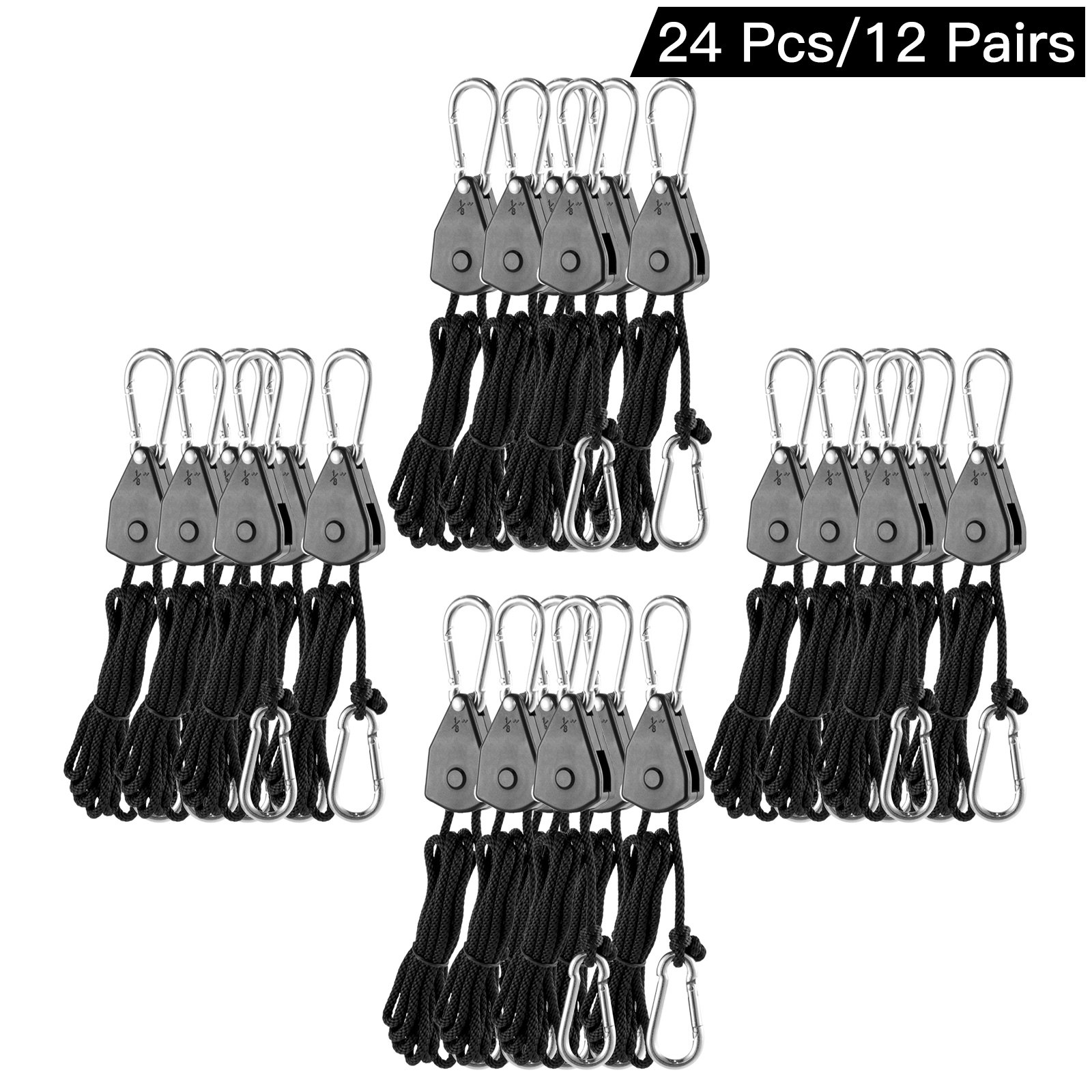 Percha de Luz Ajustables, Percha de Clip de Cuerda 12 Pares, Longitud de 6 pies