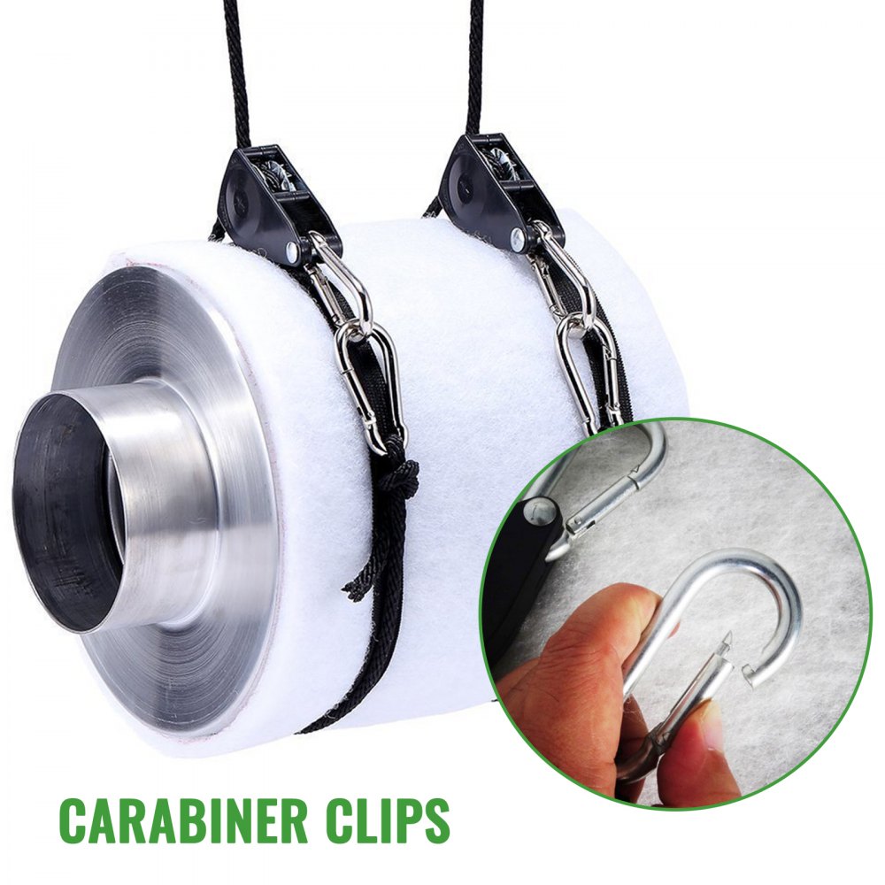 VEVOR Perchas de luz ajustables, 2 pares de perchas de clip de cuerda, 1/8 pulgadas, perchas de cuerda de luz de crecimiento de 6 pies de largo, perchas de trinquete de cuerda ajustables, capacidad de peso de 150 libras, cada par se usa con luz de crecimiento, bolsas de cultivo