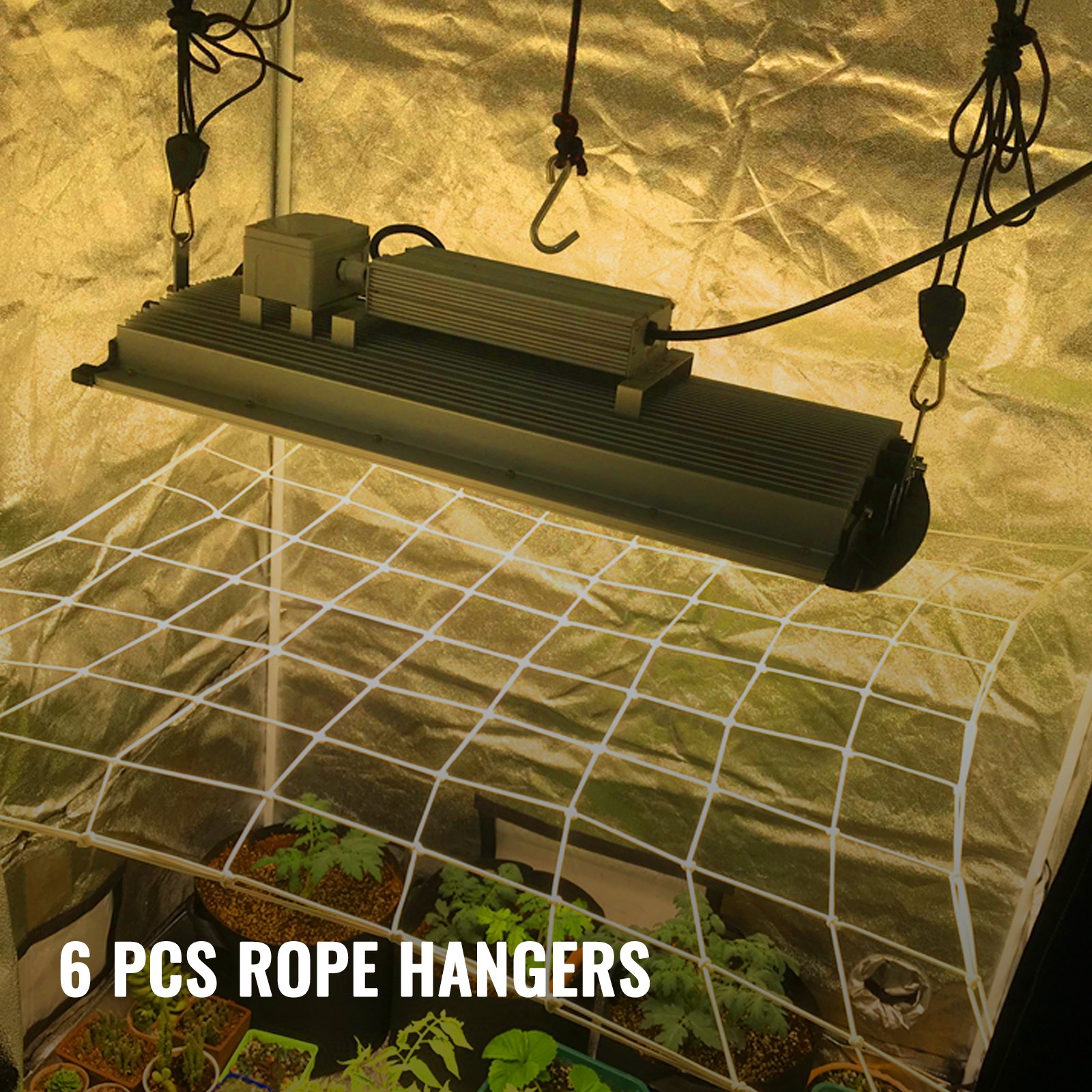 VEVOR Grow Light Hanger Rope Clip Hanger 3 pares de trinquetes de cuerda de 1/8 pulgadas y 6 pies