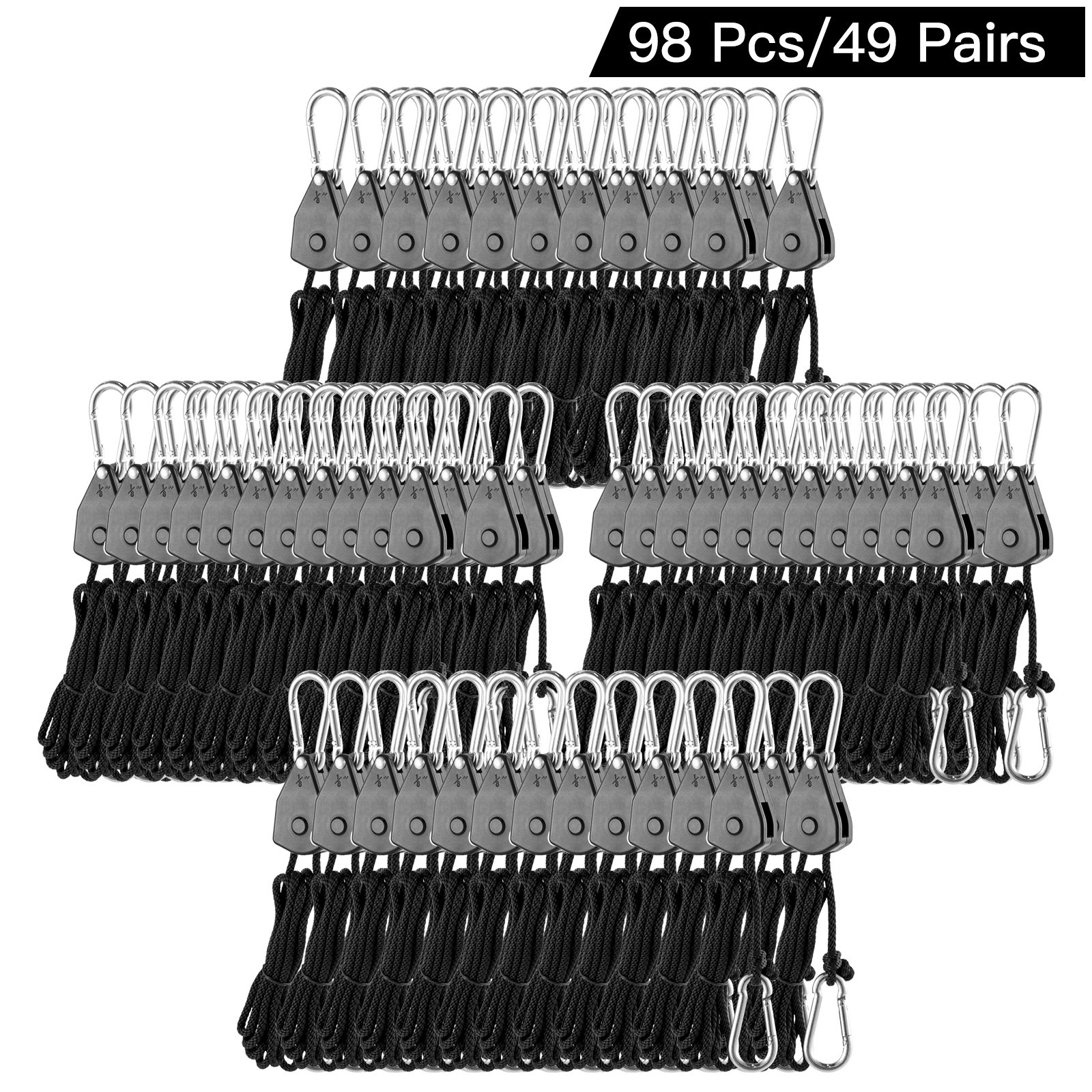 Perchas de Luz Ajustables, Percha de Clip de Cuerda 49 Pares, Longitud de 6 pies