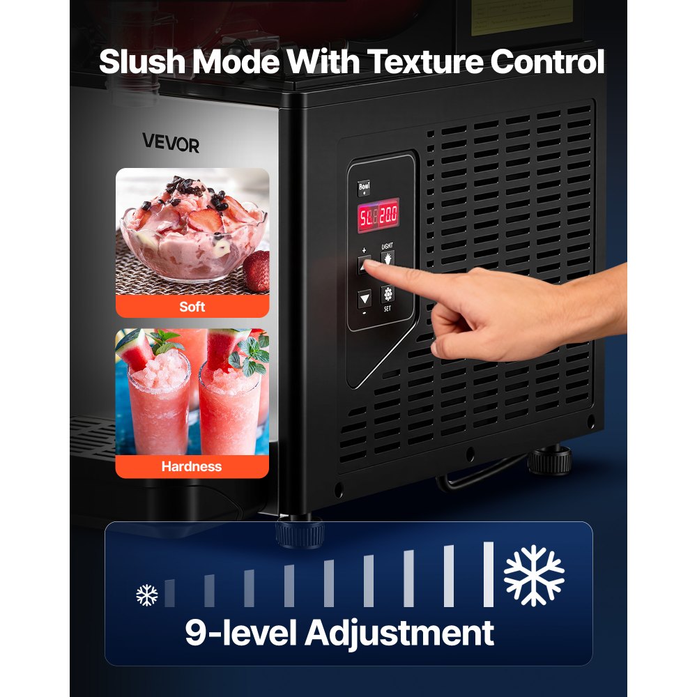 Máquina de granizados VEVOR, 6 l/1,6 galones, máquina de granizados comercial, máquina de bebidas congeladas con autolimpieza, máquina de margaritas para restaurantes, bares, fiestas, granizados, margaritas, batidos y más.