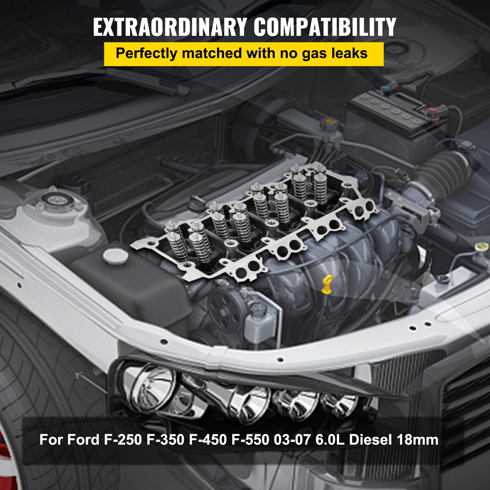 Reemplazo de culata VEVOR para Ford F-250, F-350, F-450, F-550 6.0l diésel 18mm
