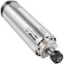 Motor de husillo CNC VEVOR con acabado en metal plateado y especificaciones técnicas visibles.