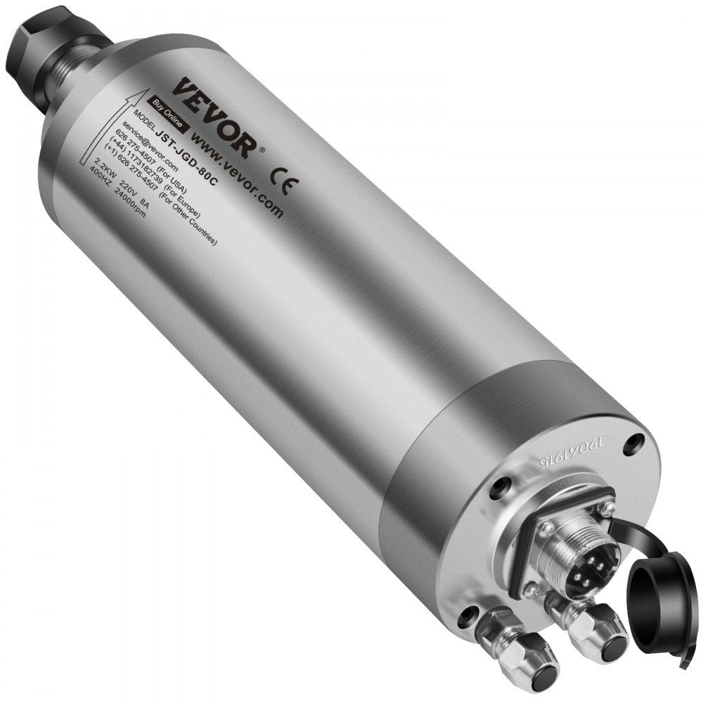 Motor de husillo VEVOR 2.2KW Motor de husillo CNC refrigerado por agua 2HP ER20 Motor de fresado CNC 8000-24000 R/min para fresadora PCB