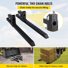 Horquillas de palet VEVOR 2000 lb Abrazadera en horquillas de cucharón de tractor 46.9 "Longitud total, horquillas de cargador frontal de servicio pesado, accesorio de horquilla para dirección deslizante, cucharón de cargador