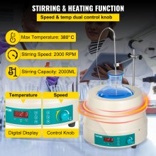 VEVOR Agitador de Laboratorio Manto calefactor 2000ml Agitador magnético eléctrico 600W Manto agitador magnético digital temperatura máxima 450 ° C