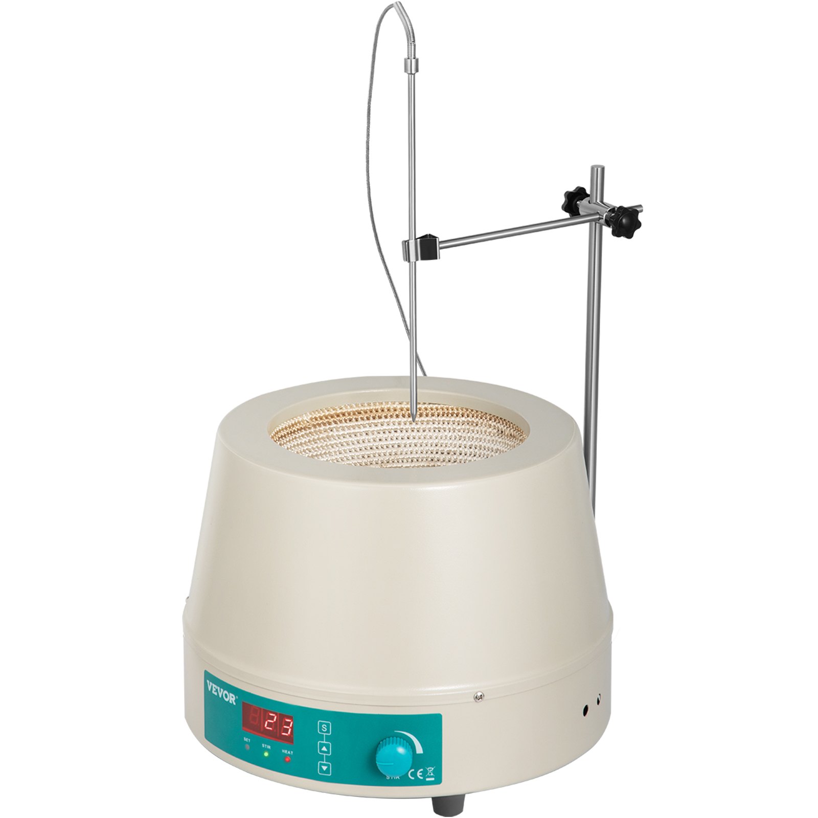 Manta calefactora VEVOR 2000ml con pantalla digital y soporte regulable.