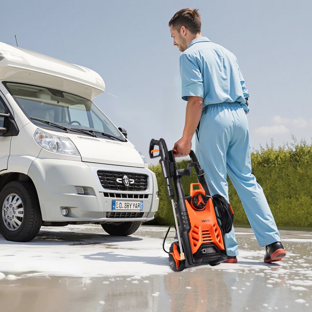 Hidrolavadora eléctrica VEVOR, máx. 4500 PSI y 3,2 GPM, máquina de limpieza a presión de alta potencia con 4 boquillas de conexión rápida y cañón de espuma, ideal para limpieza de autos, cercas, entradas de vehículos, patios y hogares.