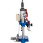 Prensa punzonadora VEVOR con base azul y pedal incorporado.