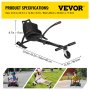 Accesorio de asiento para hoverboard VEVOR, tamaño ajustable, mostrado con niños viajando.
