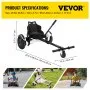 Accesorio de kart aerodeslizador VEVOR con longitud, asas y asiento ajustables.