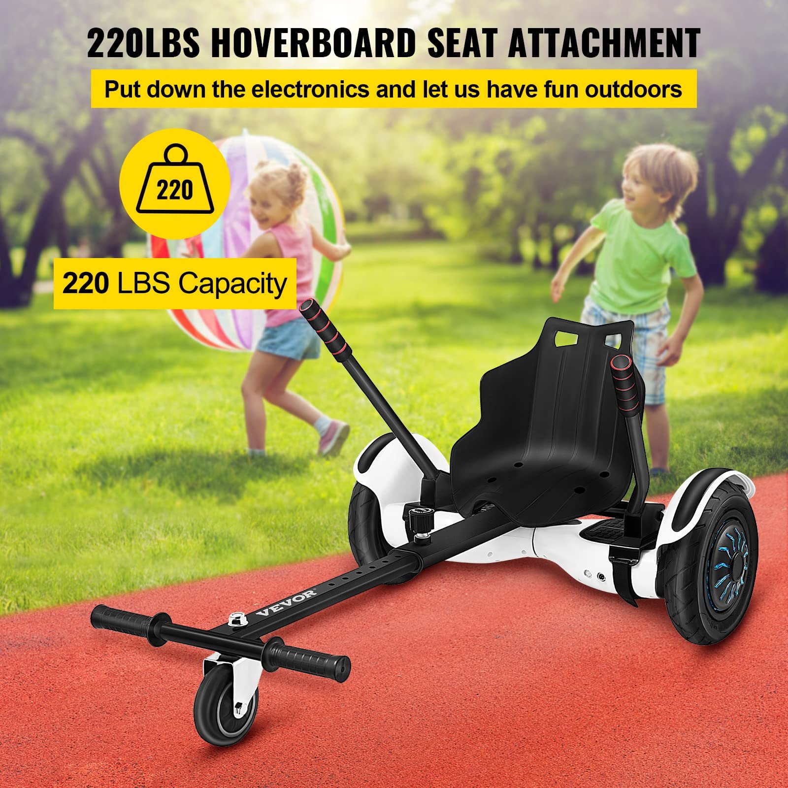 Accesorio de kart hoverboard VEVOR con capacidad de 220 libras para divertirse al aire libre.