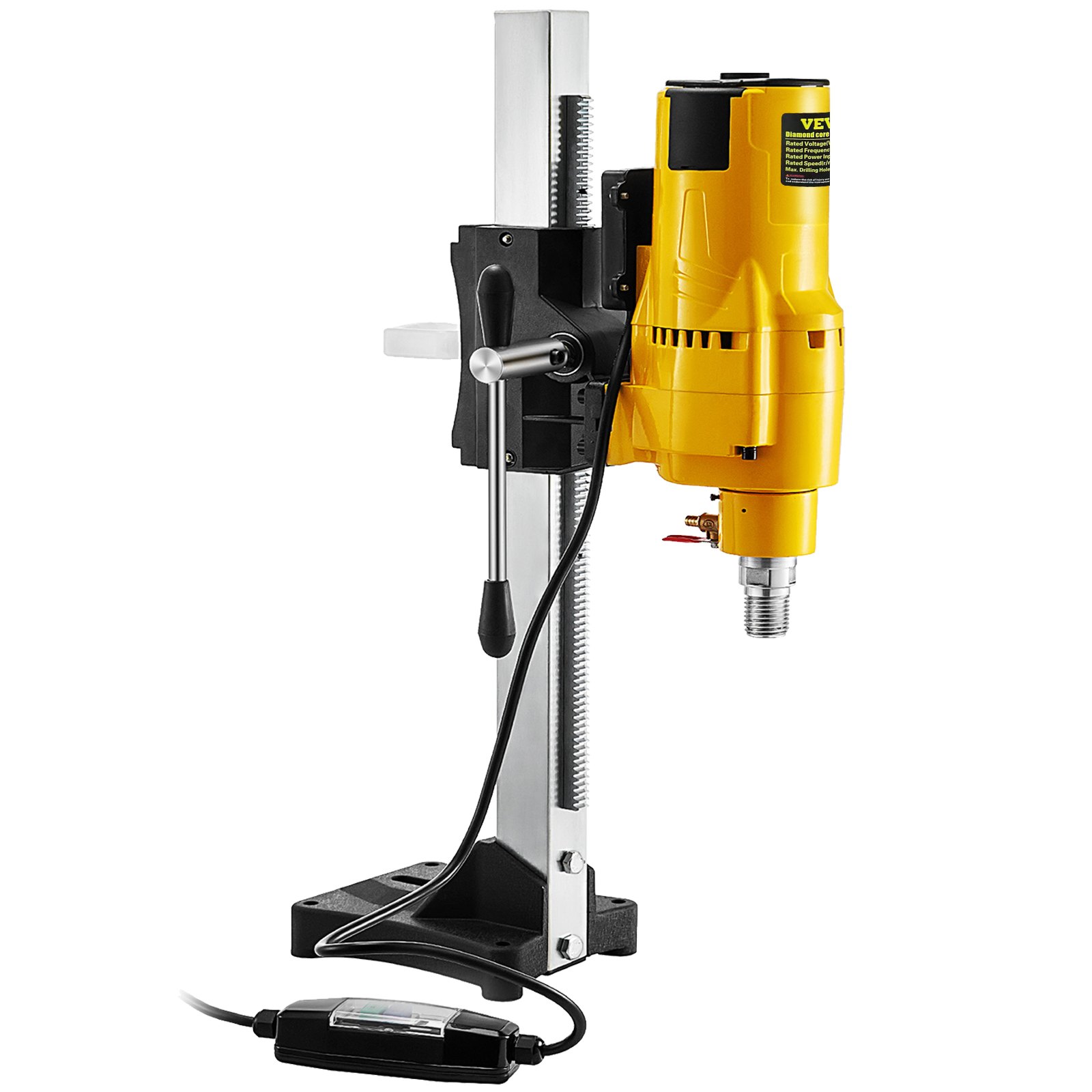 Máquina perforadora de núcleo de diamante VEVOR, 8"/205 mm de capacidad, 3980 W, para concreto, ladrillo, bloque y piedra, soporte para taladro de banco con distancia de recorrido de 19"/483 mm