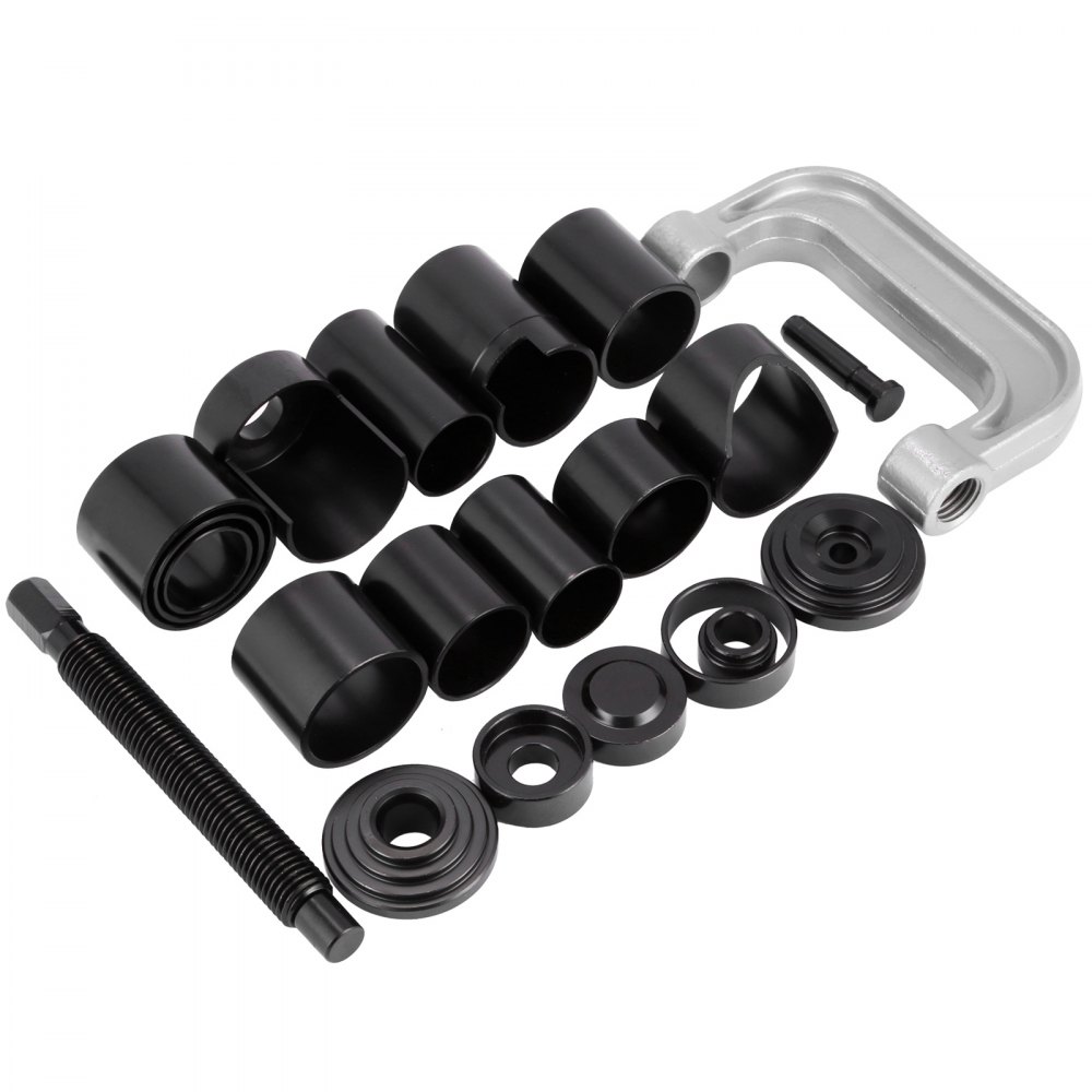 Kit de rótula VEVOR con múltiples componentes negros y abrazadera en C plateada.
