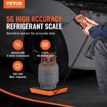Báscula para refrigerante VEVOR de 220 libras, báscula de recuperación de carga HAVC para freón, con control remoto con cable, báscula de recuperación digital electrónica de alta precisión de 5 g con estuche y batería seca