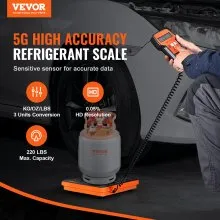 Báscula para refrigerante VEVOR de 220 libras, báscula de recuperación de carga HAVC para freón, con control remoto con cable, báscula de recuperación digital electrónica de alta precisión de 5 g con estuche y batería seca