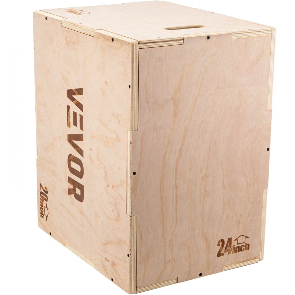 VEVOR 3 en 1 caja pliométrica de madera, caja pliométrica de salto, caja pliométrica fácil de montar para entrenadores de salto, entrenamiento y acondicionamiento (24/20/16 pulgadas)