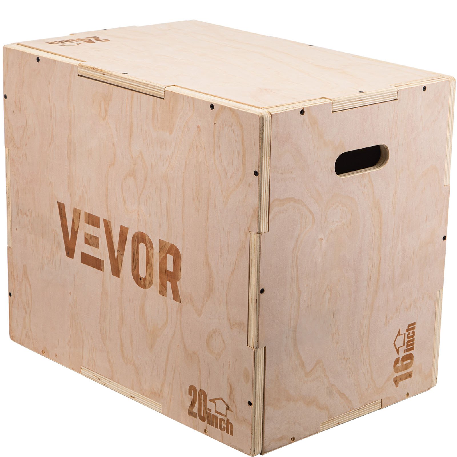 VEVOR 3 en 1 caja pliométrica de madera, caja pliométrica de salto, caja pliométrica fácil de montar para entrenadores de salto, entrenamiento y acondicionamiento (24/20/16 pulgadas)