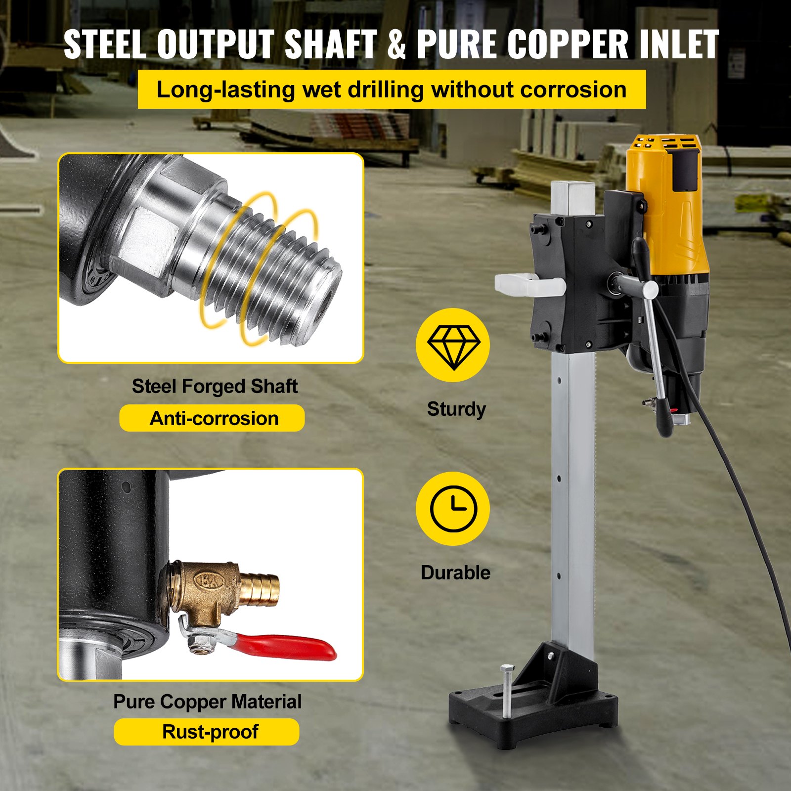 VEVOR 4450W Wet Dry Variable Speed Diamond Core Drilling Machine Ø 255mm con soporte