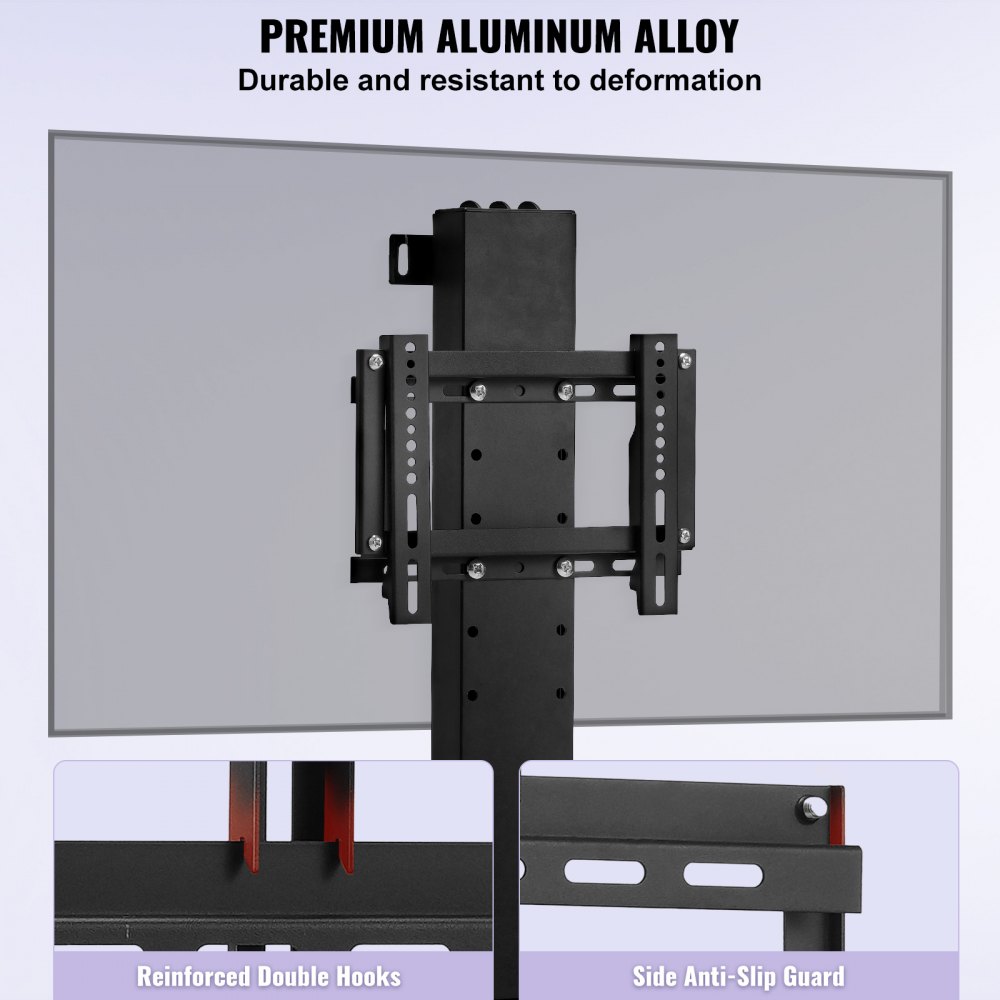 Elevador de TV motorizado VEVOR con aleación de aluminio de primera calidad y ganchos dobles reforzados.