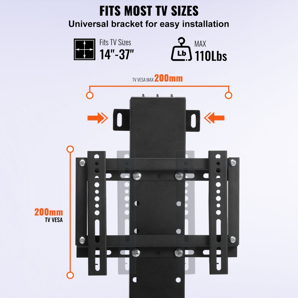 El soporte de elevación de TV motorizado VEVOR se adapta a televisores de 14&quot; a 37&quot; con un peso máximo de 110 libras, VESA 200 mm.