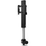 Elevador de TV motorizado con estructura de metal negro y columna ajustable plateada