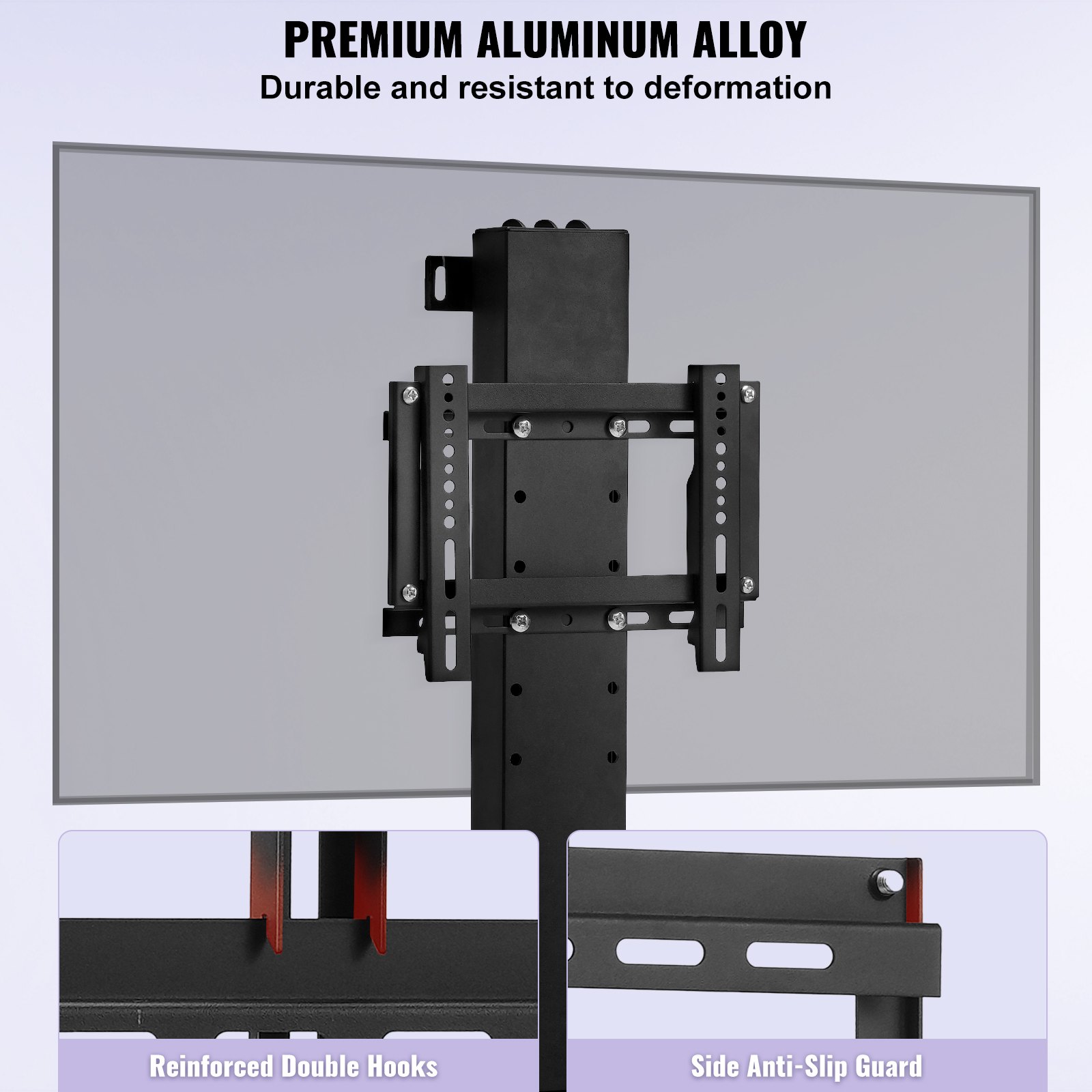 Elevador de TV motorizado VEVOR con aleación de aluminio de primera calidad y ganchos dobles reforzados.