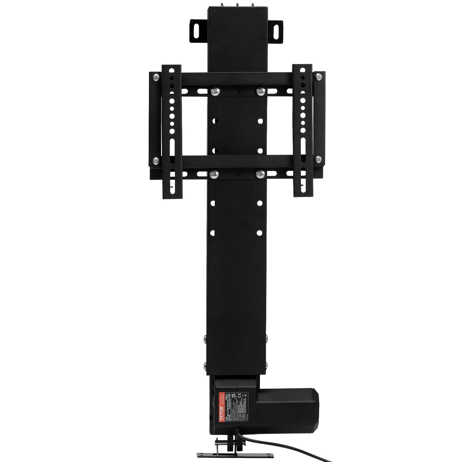 Elevador de TV motorizado VEVOR negro con soportes de montaje y base de motor.