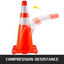 Paquete de 6 conos de tráfico VEVOR, conos de seguridad de 28 ", cono de seguridad de tráfico naranja de PVC con collar reflectante, para conos de entrenamiento de estacionamiento en carretera