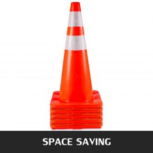 Paquete de 6 conos de tráfico VEVOR, conos de seguridad de 28 ", cono de seguridad de tráfico naranja de PVC con collar reflectante, para conos de entrenamiento de estacionamiento en carretera