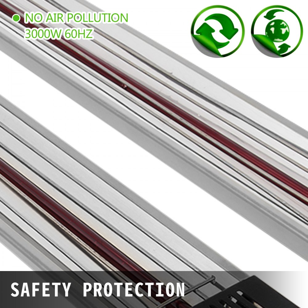 Lámpara de curado de pintura VEVOR con 3000 W, 60 Hz y protección de seguridad, sin contaminación del aire.