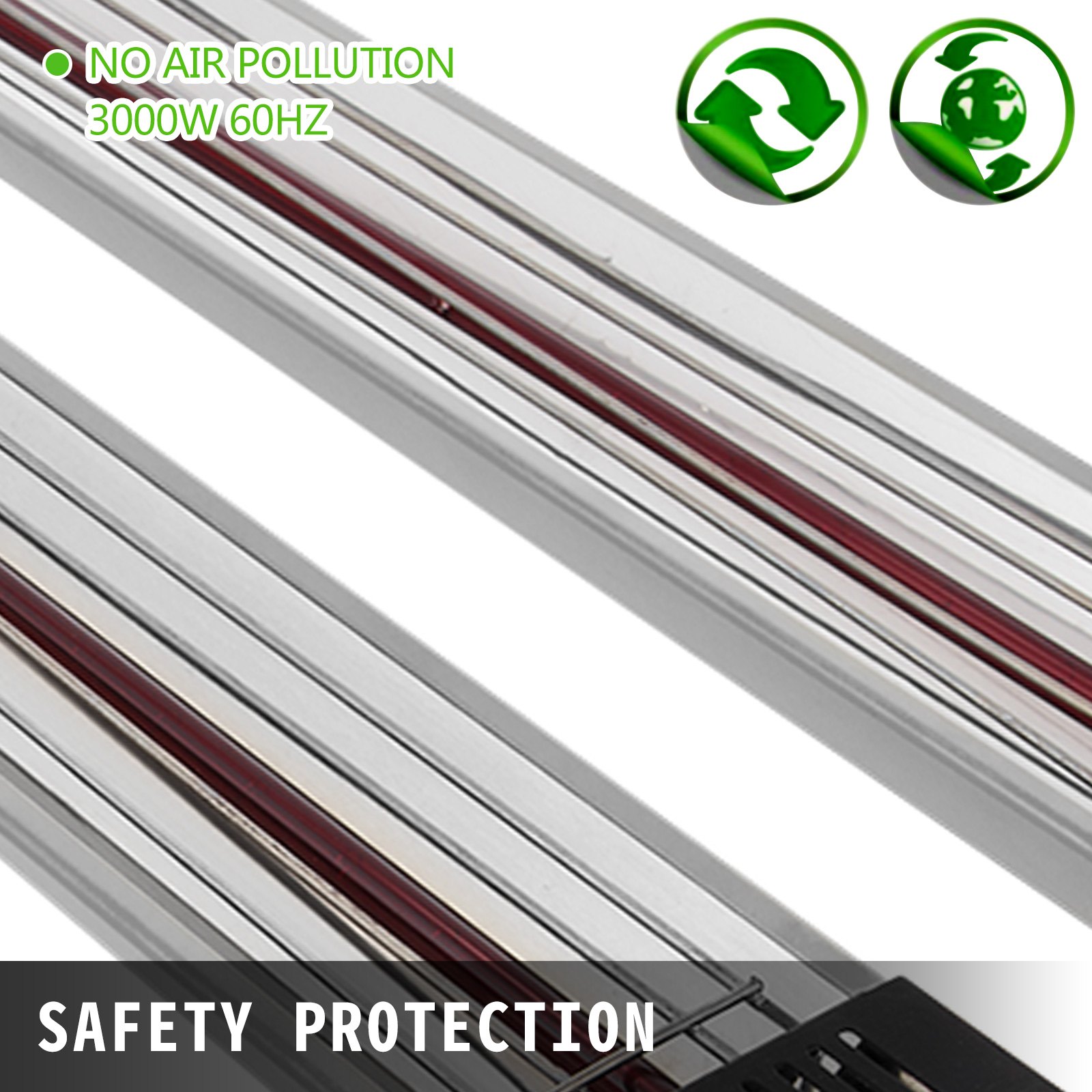 Lámpara de curado de pintura VEVOR con 3000 W, 60 Hz y protección de seguridad, sin contaminación del aire.