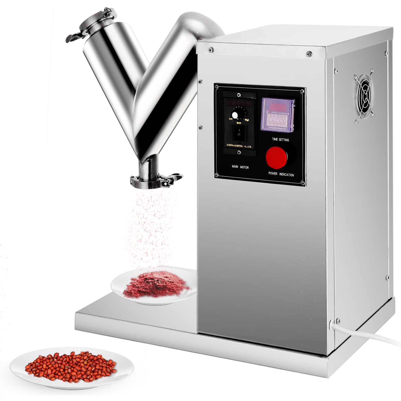 VEVOR VH-2, mezclador de 0,79 galones, velocidad de mezcla ajustable, máquina mezcladora de polvo tipo V, para té, hierbas, frijoles de arroz, 25,2 x 22,1 x 15,4 pulgadas, plateado