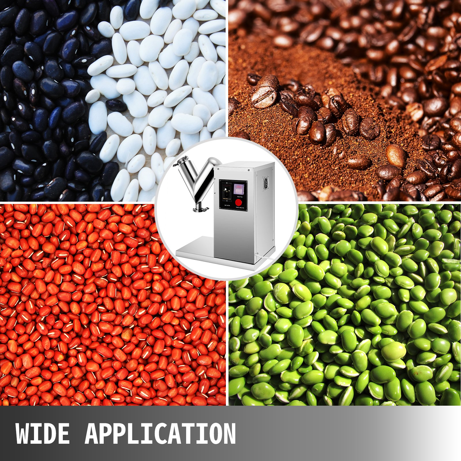 VEVOR VH-2, mezclador de 0,79 galones, velocidad de mezcla ajustable, máquina mezcladora de polvo tipo V, para té, hierbas, frijoles de arroz, 25,2 x 22,1 x 15,4 pulgadas, plateado