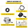 Juego completo de accesorios para caja de cambios de kart VEVOR, que incluye cables, piñón y hardware.