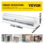 Cortina de aire VEVOR de 47 pulgadas, 2 velocidades, 891 CFM, para interiores comerciales, para puertas con 2 interruptores limitados, certificación CE, 110 V, sin calefacción