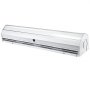 Cortina de aire VEVOR en elegante diseño blanco con ventilaciones horizontales.