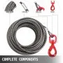 Cable de cabrestante de acero galvanizado VEVOR, 3/8" x 100' - Cable de acero con gancho, 8800 lb de resistencia a la rotura - Cable de remolque de alta resistencia, núcleo de 6x19 hilos - Para grúas, grúas de rescate y camiones de remolque