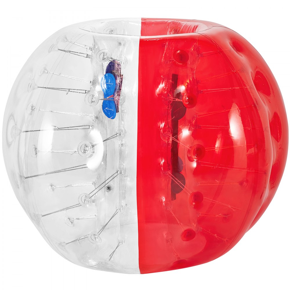 Pelota de choque inflable VEVOR, secciones roja y transparente con arnés interno.