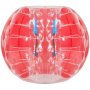 Pelota de choque inflable VEVOR roja con segmentos transparentes y asas azules.