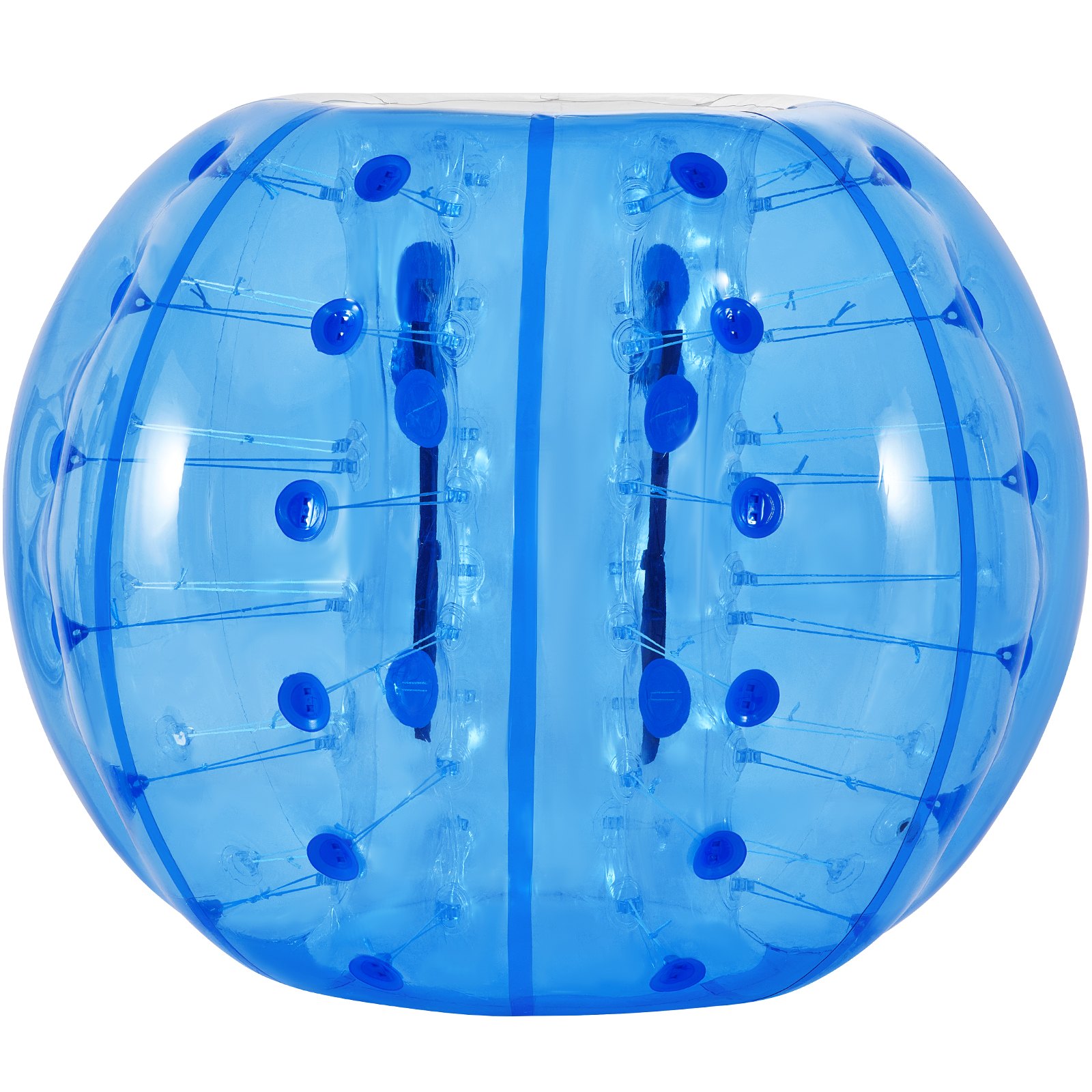 Pelota de choque inflable VEVOR azul con asas y correas interiores.