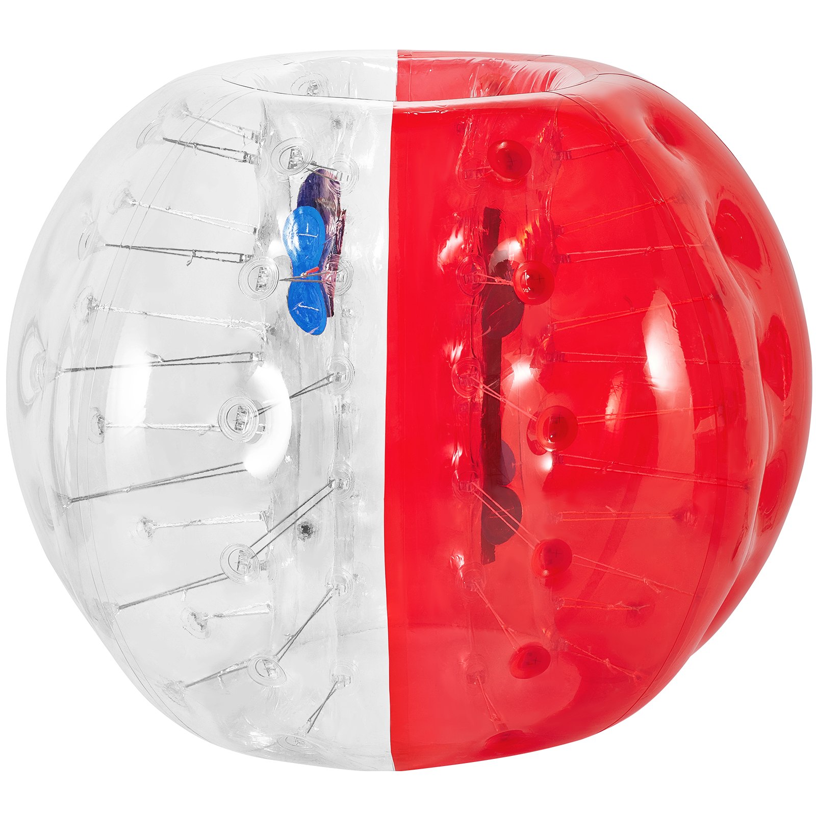 Pelota de choque inflable VEVOR, secciones roja y transparente con arnés interno.