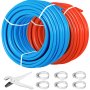 Barrera de oxígeno para tubos VEVOR PEX – 2 rollos de bobina de tubo de 1/2 pulgadas x 300 pies – Tubo EVOH PEX-B para calefacción de suelo radiante comercial residencial Pex (barrera de O2 de 1/2", 2 x 300 pies/rojo+azul)