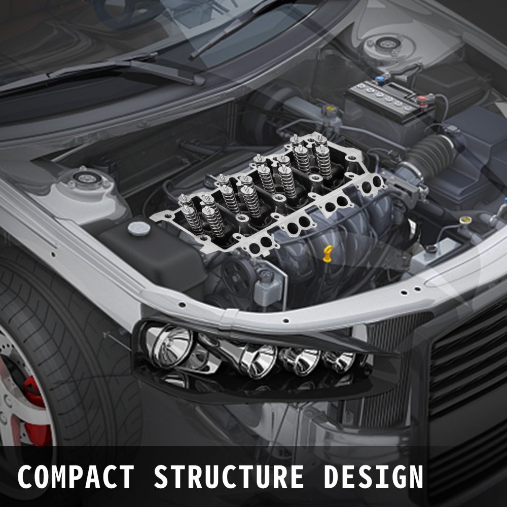 Culata VEVOR en el compartimiento del motor diésel Ford Powerstroke 6.0l. Estructura compacta.