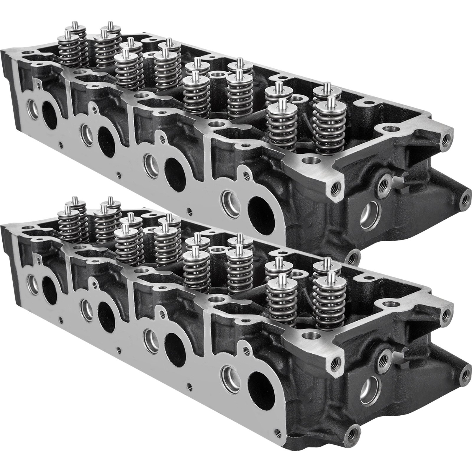 Dos culatas VEVOR para Ford Powerstroke Diesel 6.0l, vista lateral detallada.