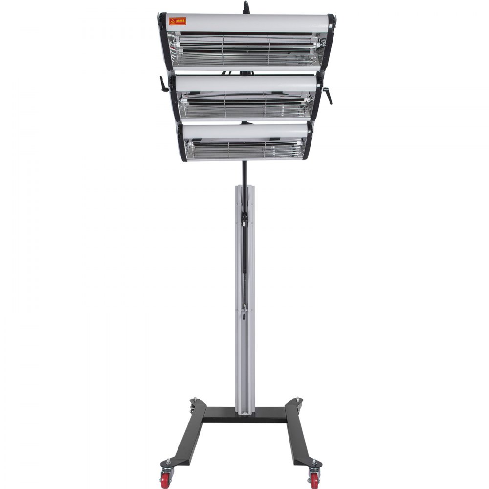 Lámpara de curado de pintura por infrarrojos VEVOR con soporte ajustable y ruedas giratorias.