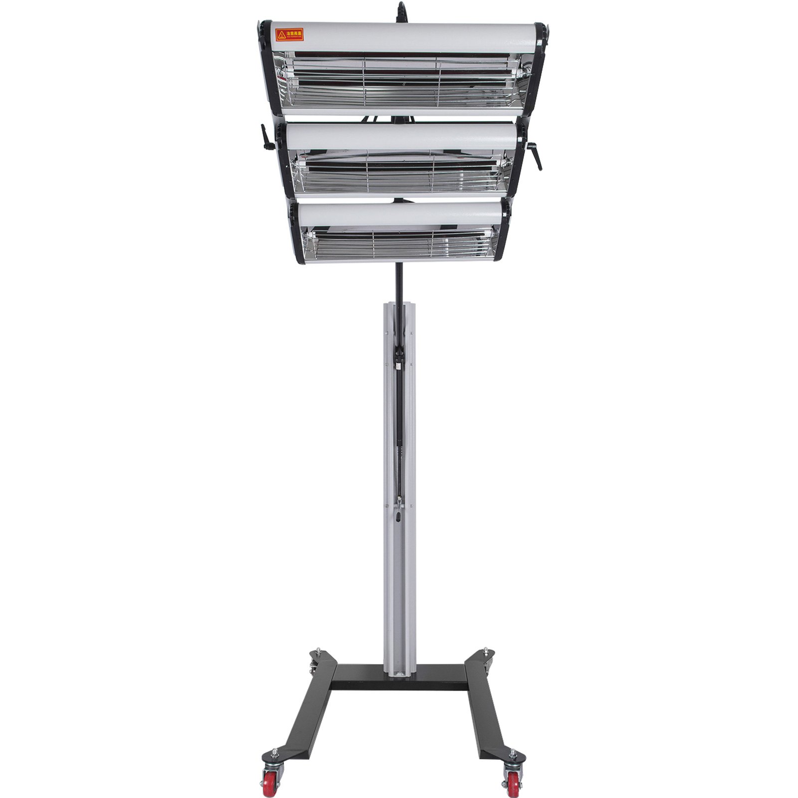 Lámpara de curado de pintura por infrarrojos VEVOR con soporte ajustable y ruedas giratorias.