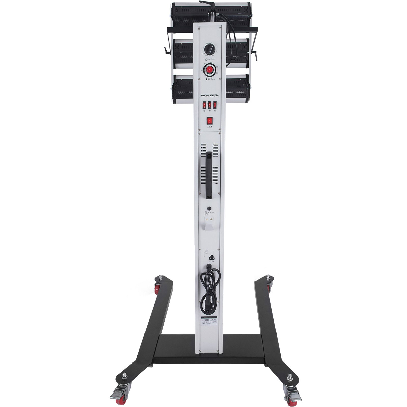 Lámpara de curado de pintura por infrarrojos VEVOR con soporte ajustable y panel de control.