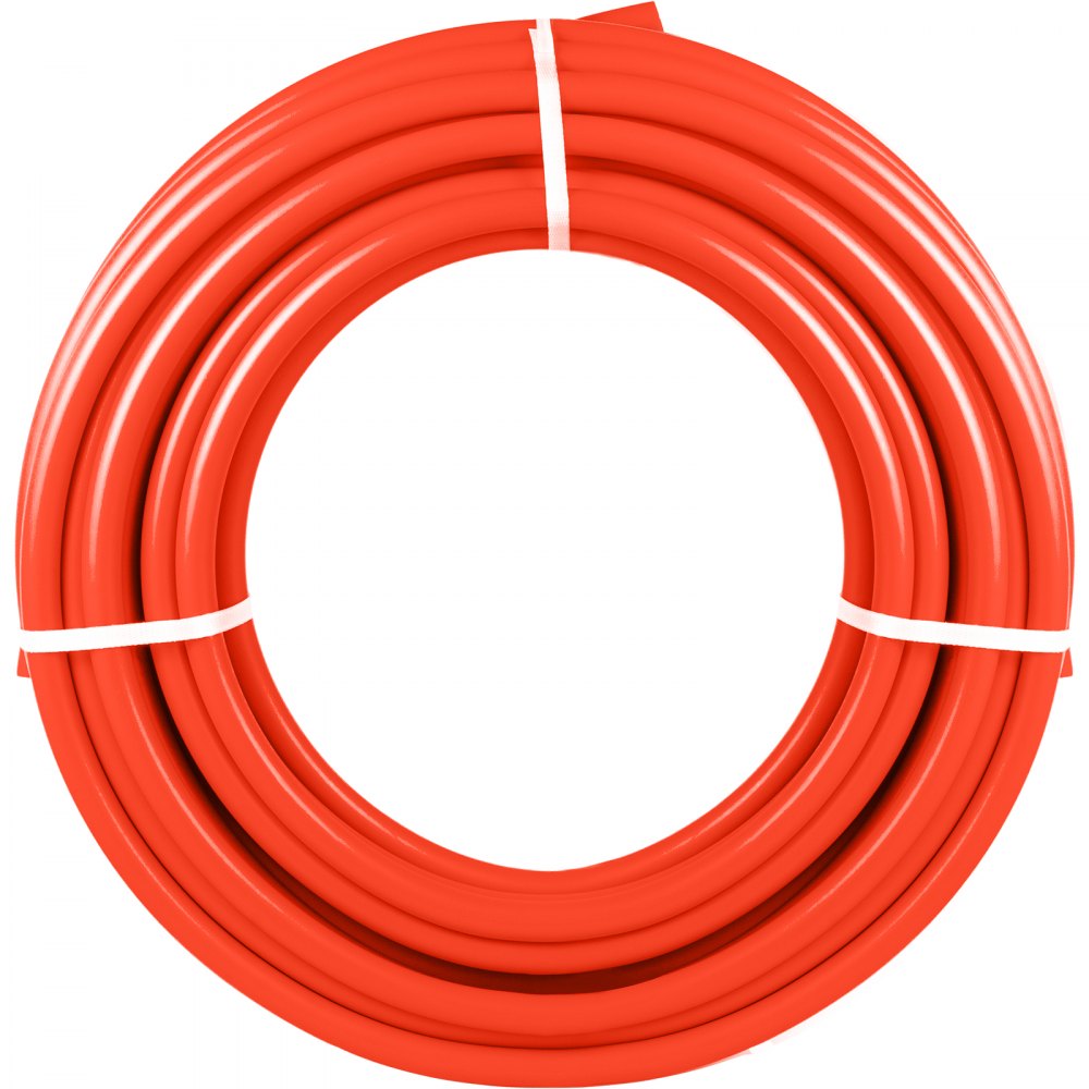 Tubería pex-b con barrera de oxígeno VEVOR en espiral roja con correas blancas