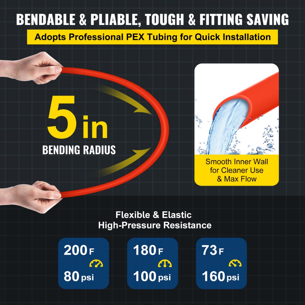 VEVOR 16*2mm x 91m Pex Tubo Barrera Oxígeno O2 EVOH Pex-B Radiante Calor de Piso